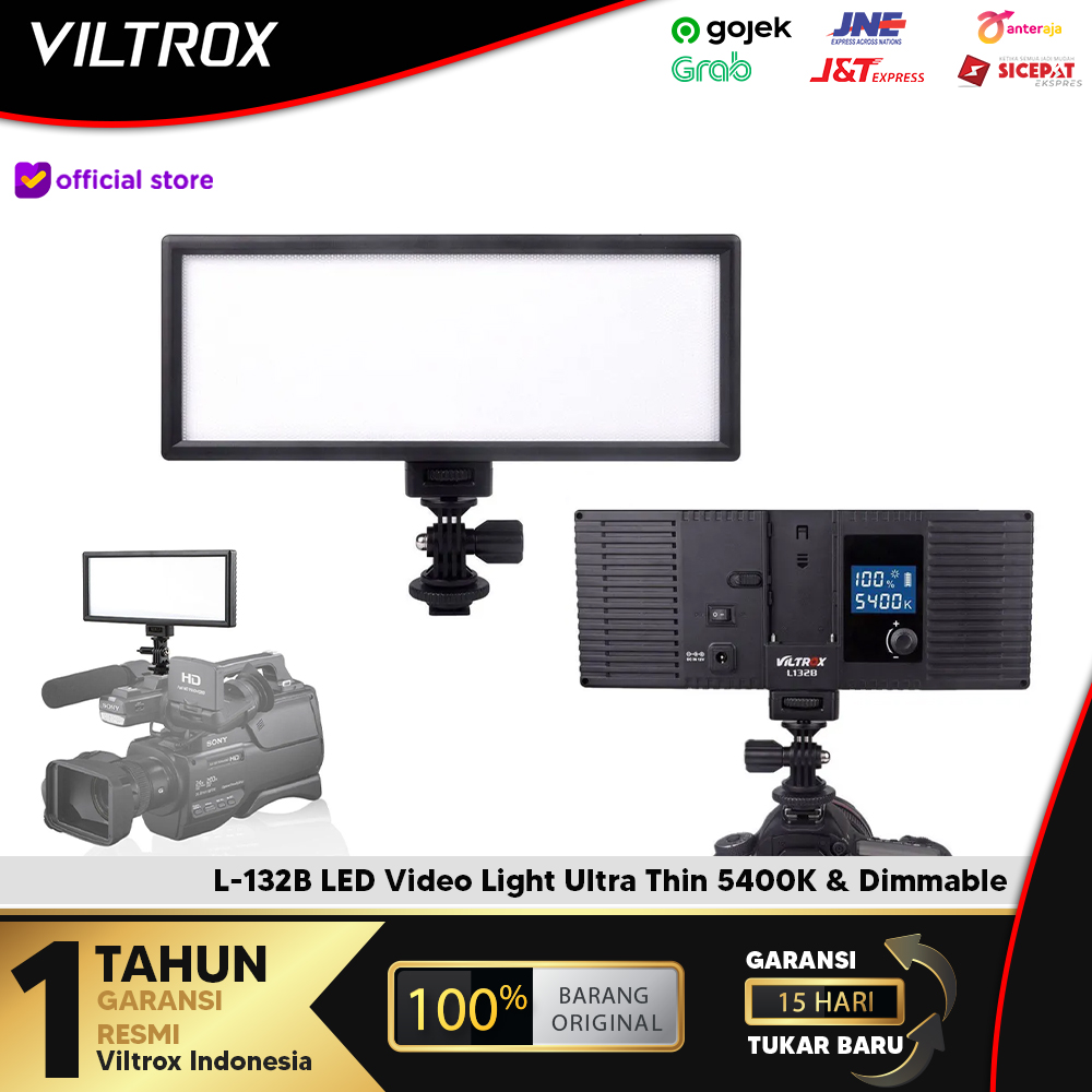 Lampe Vidéo LED VILTROX L132T - Ultra-mince 22mm - Luminosité & Couleur Réglables - 1065LM, CRI95 - Pour Photo/vidéo